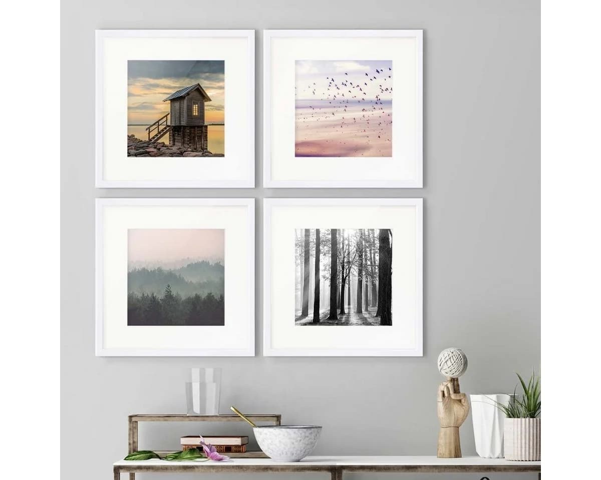 PHOTOLINI Bilderrahmen Set 4er Weiß Quadratisch MDF - Bild 4