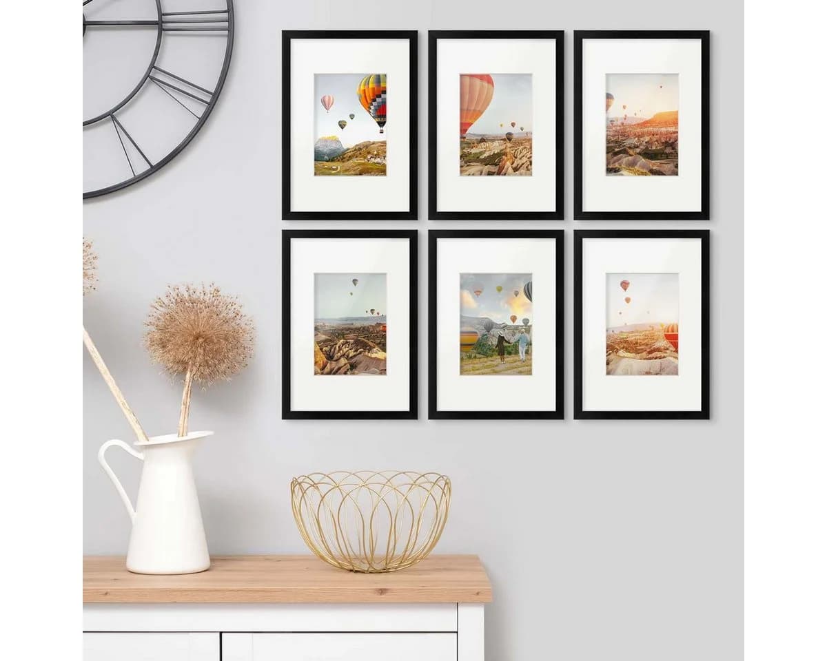 PHOTOLINI Bilderrahmen 6er Set 21x30 cm / A4 Modern Schmal mit Passepartout - Bild 4