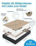 PHOTOLINI Objektrahmen A4 Schwarz Weiß mit Glasscheibe Bild 3