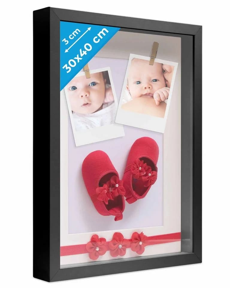 PHOTOLINI Objektrahmen 3D Schwarz 30x40 cm mit Passepartout - Bild 2