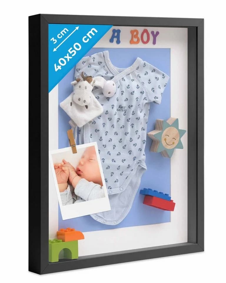 PHOTOLINI Objektrahmen 3D Tief Schwarz Weiß 40x50 cm - Bild 2