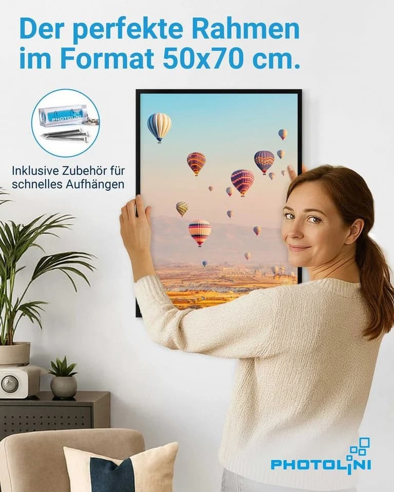 PHOTOLINI Bilderrahmen 2er Set Schwarz MDF Modern