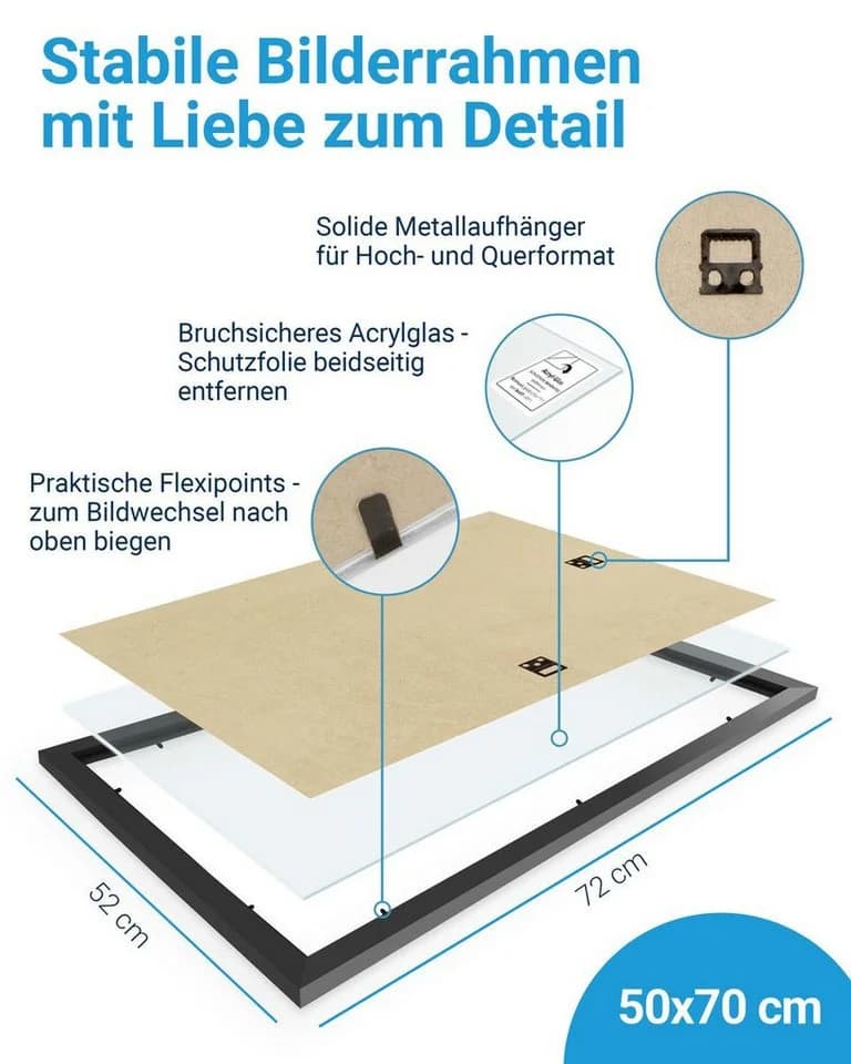 PHOTOLINI Bilderrahmen 2er Set Schwarz MDF Modern - Bild 3