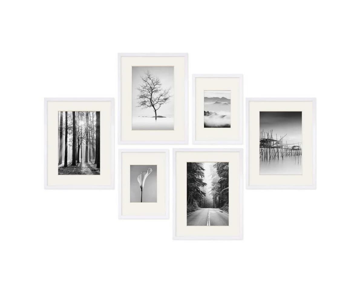 PHOTOLINI Bilderrahmen 6er Set Weiß MDF Acrylglas mit Passepartout - Bild 2