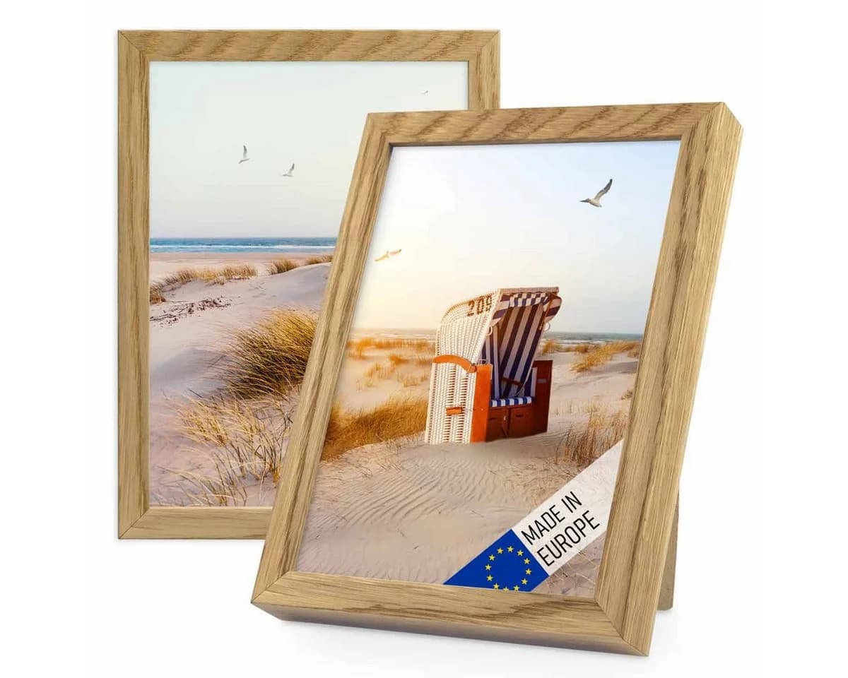 PHOTOLINI Bilderrahmen 2er Set Massivholz Beige Modern - Bild 2