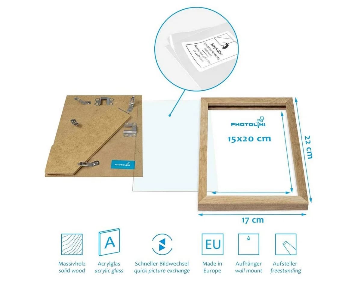 PHOTOLINI Bilderrahmen 2er Set Massivholz Beige Modern - Bild 3