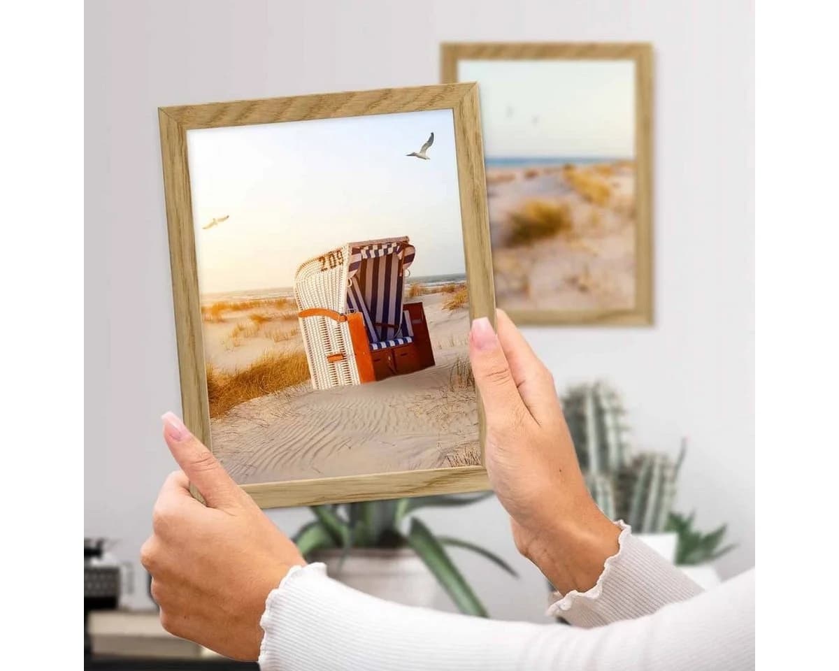 PHOTOLINI Bilderrahmen 2er Set Massivholz Beige Modern - Bild 4