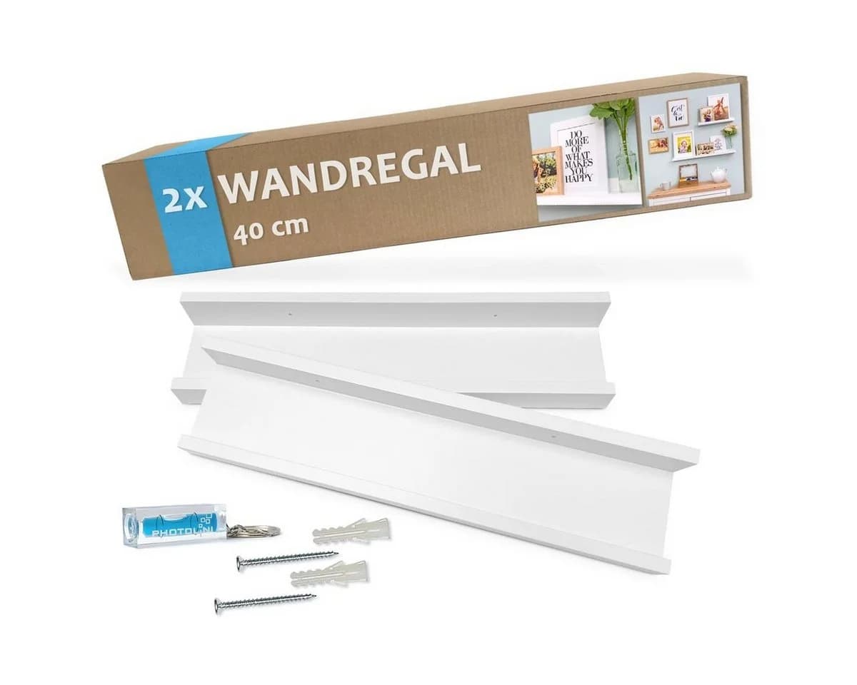 PHOTOLINI Wandregal Bilderleiste 2er Set Weiß Modern - Bild 2