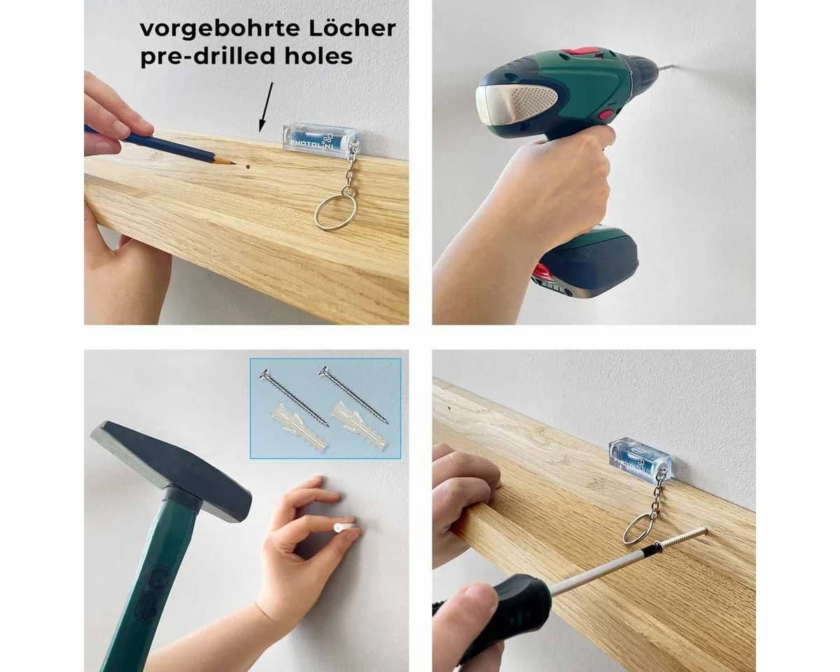 PHOTOLINI Wandregal Bilderleiste Schwarz 2er Set Modern - Bild 3