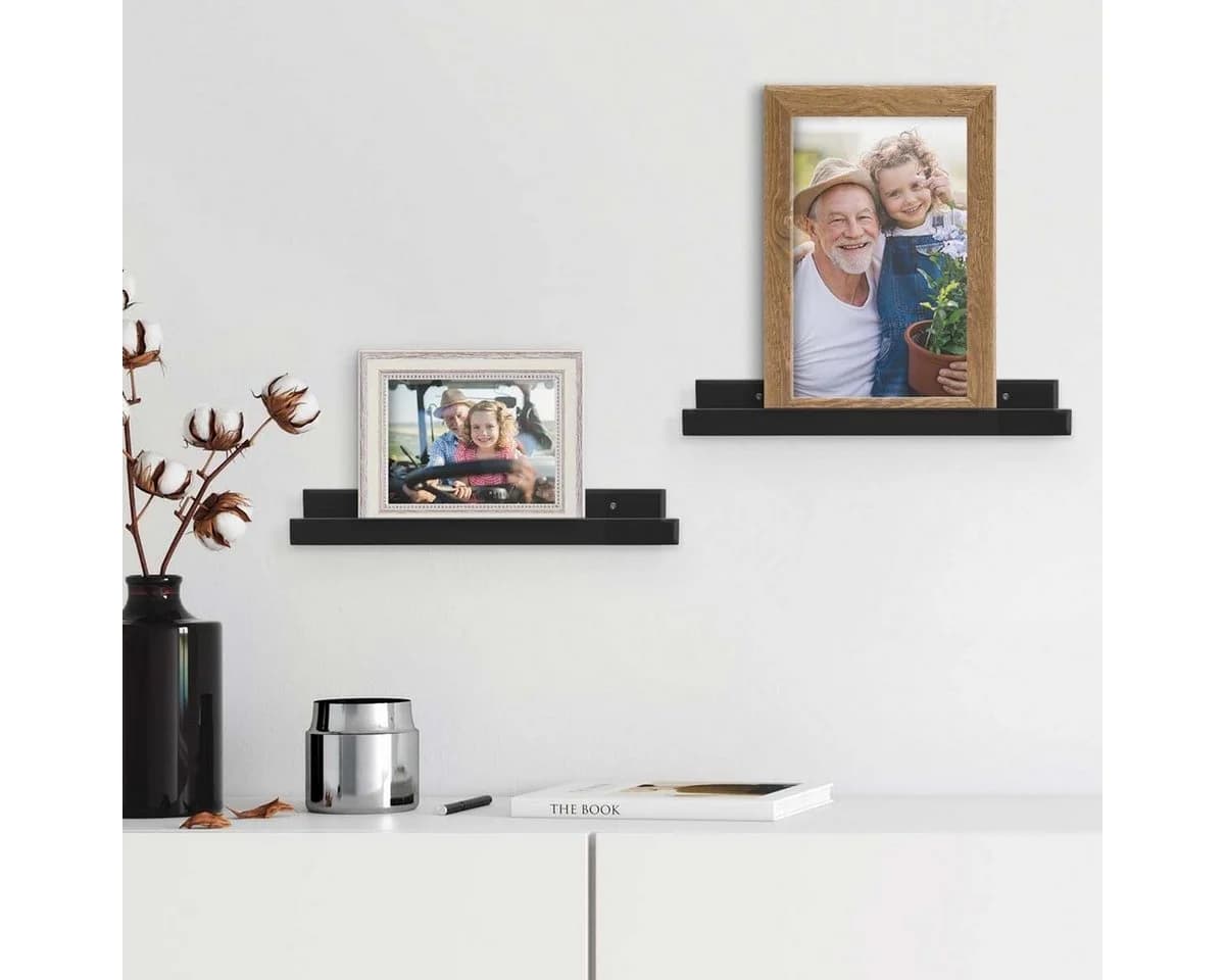 PHOTOLINI Wandregal Bilderleiste Schwarz 2er Set Modern - Bild 5