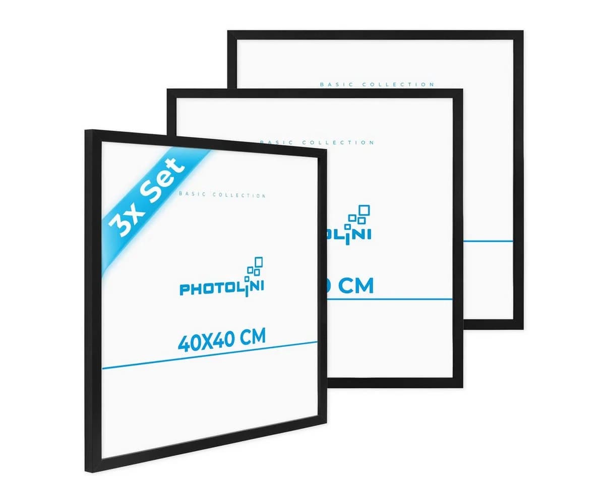 PHOTOLINI Bilderrahmen 3er Set Schwarz 40x40 cm MDF Modern - Bild 2
