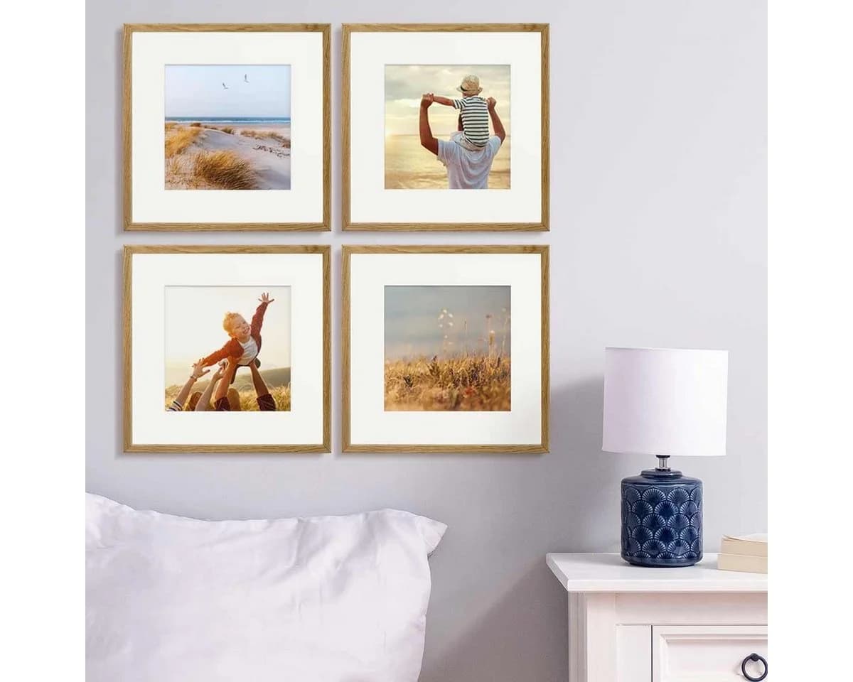 PHOTOLINI Bilderrahmen Echtholz 4er Set Beige Acrylglas - Bild 4