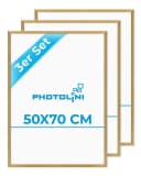PHOTOLINI Bilderrahmen 3er Set Gold MDF Acrylglas 50x70 cm Bild 2