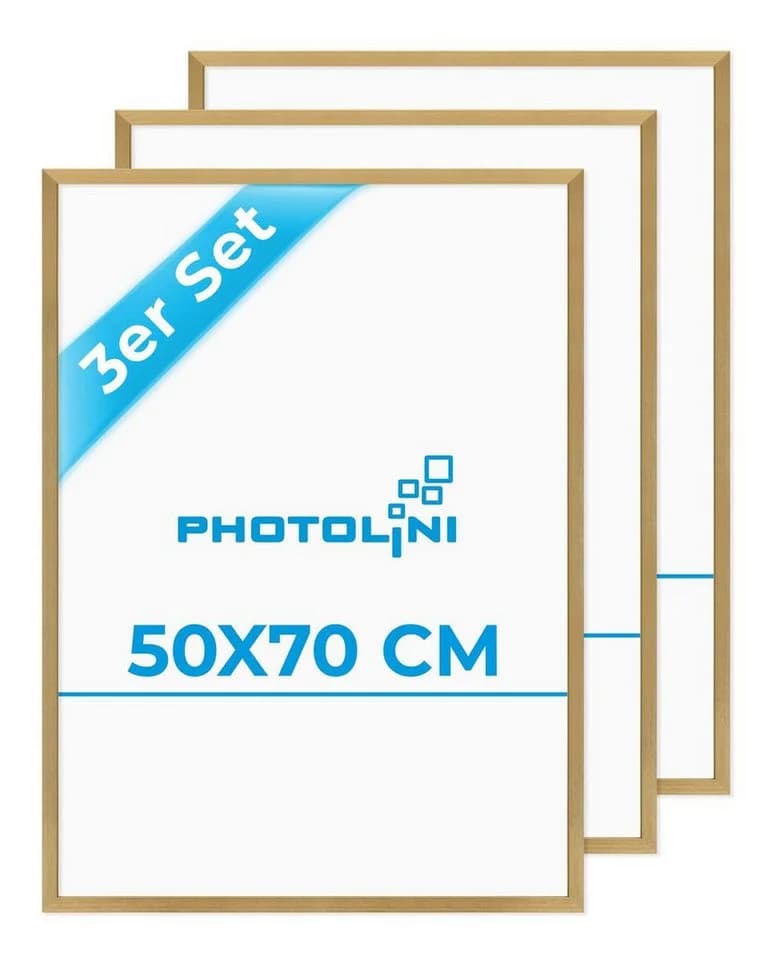 PHOTOLINI Bilderrahmen 3er Set Gold MDF Acrylglas 50x70 cm - Bild 2