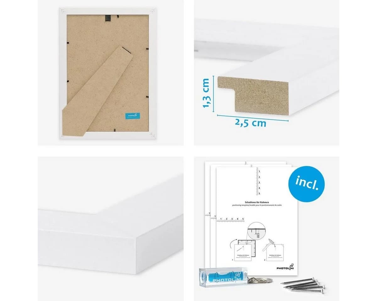 PHOTOLINI Bilderrahmen 10er Set Weiß MDF Holz - Bild 5