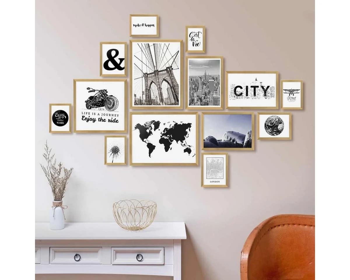 PHOTOLINI Bilderrahmen-Set 14-teilig Gold MDF Acryl - Bild 4