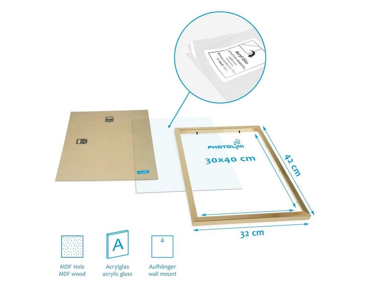 PHOTOLINI Bilderrahmen-Set 14-teilig Gold MDF Acryl - Bild 5