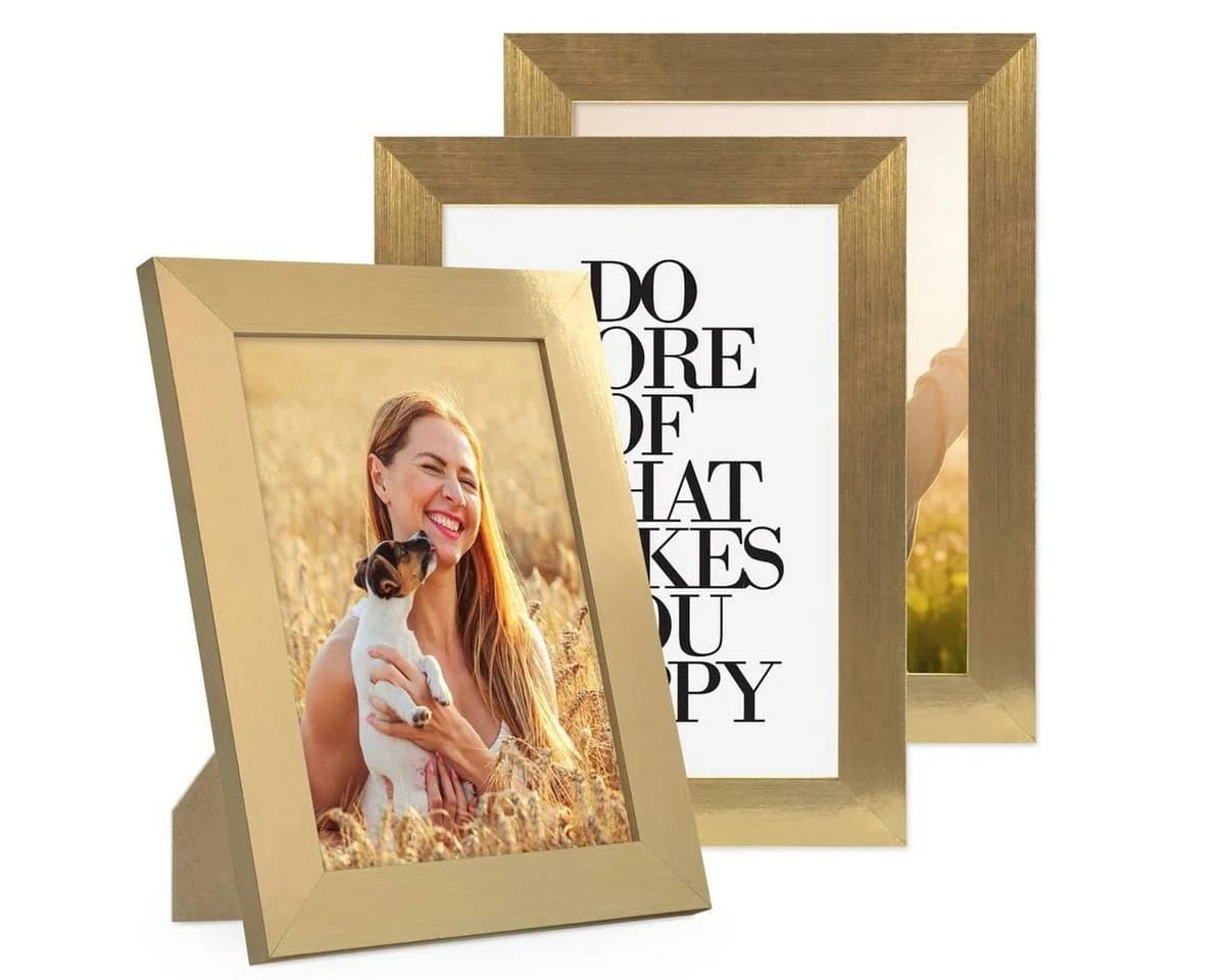 PHOTOLINI Bilderrahmen 3er Set Gold MDF mit Acrylglas - Bild 2