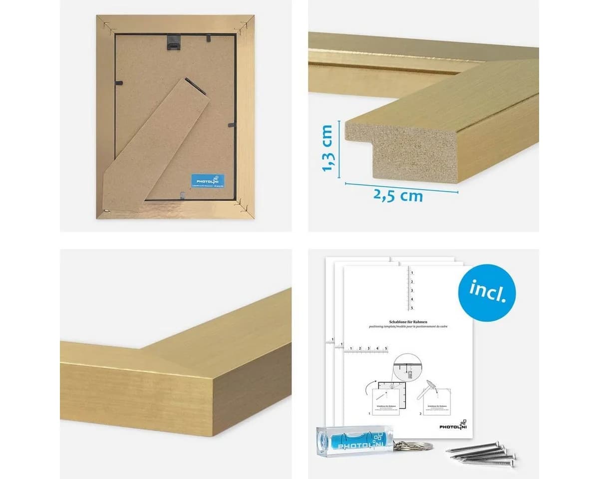 PHOTOLINI Bilderrahmen 10er Set Gold MDF Holz - Bild 3