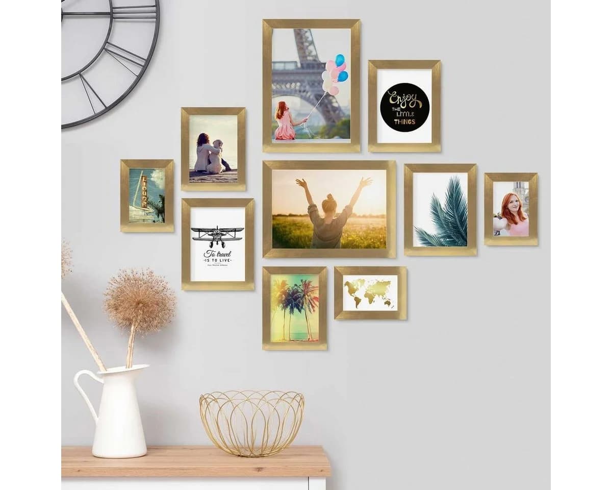 PHOTOLINI Bilderrahmen 10er Set Gold MDF Holz - Bild 4