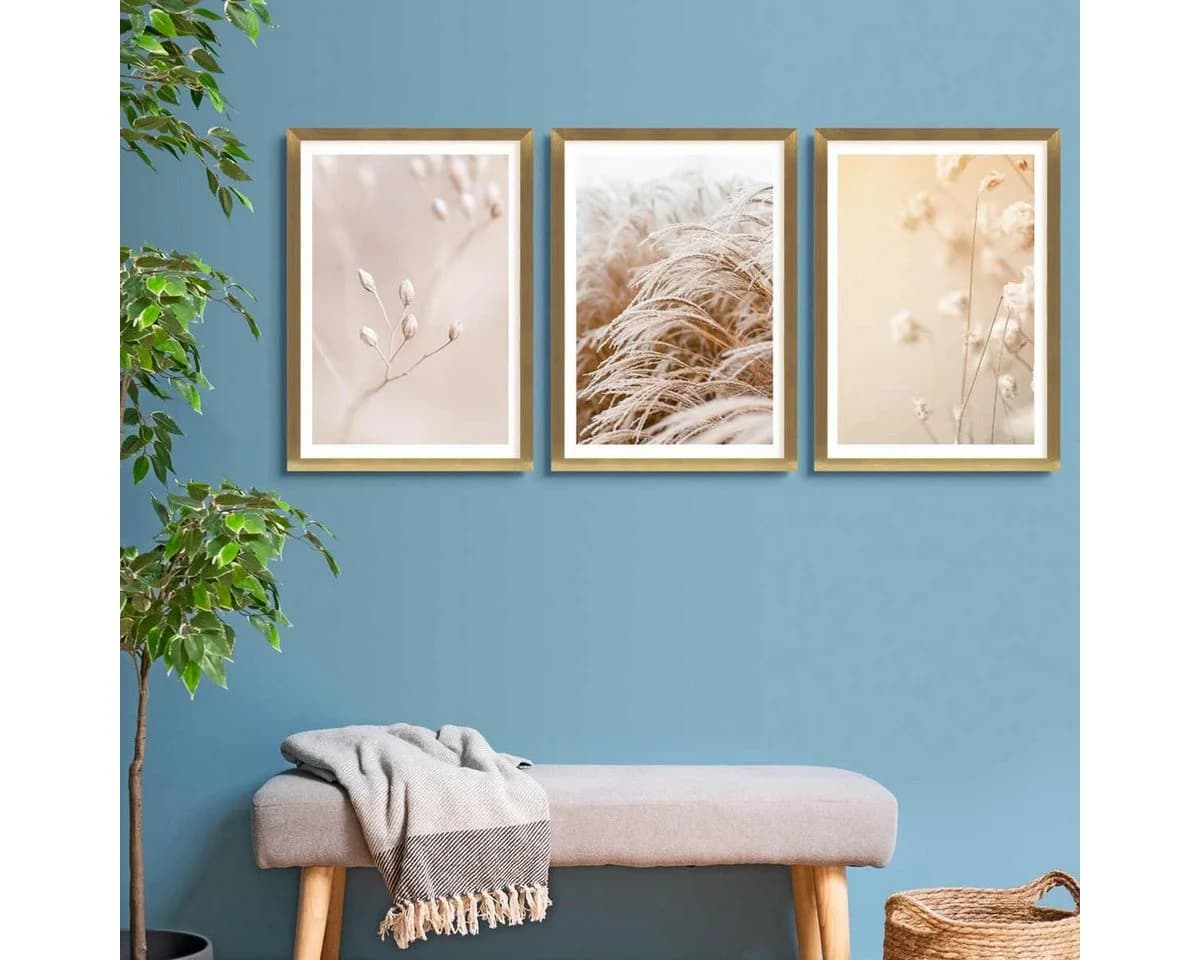 PHOTOLINI Bilderrahmen 3er Set Gold Acrylglas DIN A2