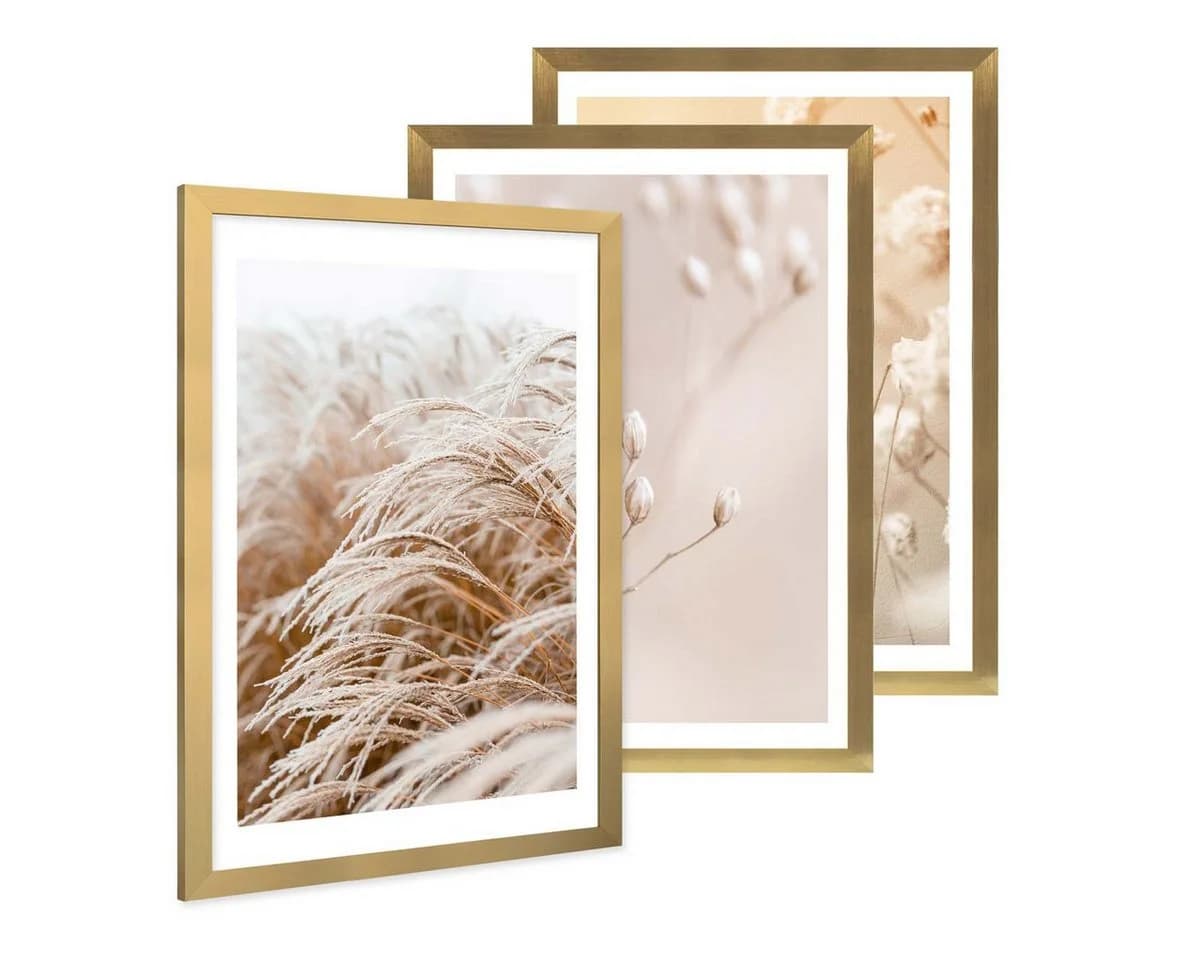 PHOTOLINI Bilderrahmen 3er Set Gold Acrylglas DIN A2 - Bild 2