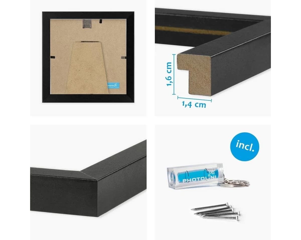 PHOTOLINI Bilderrahmen 3er Set Schwarz MDF Acrylglas 10x10 cm - Bild 3