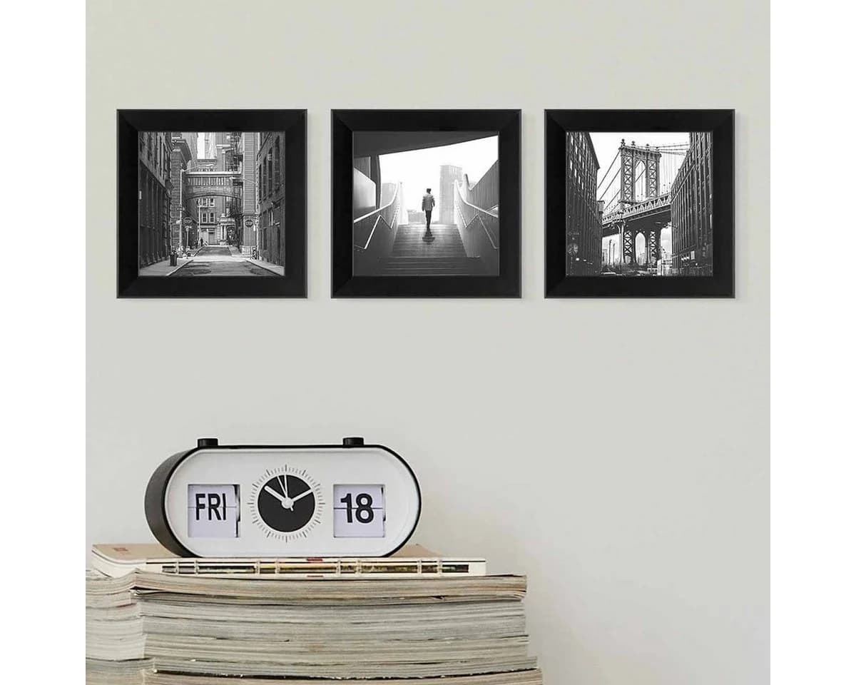 PHOTOLINI Bilderrahmen 3er Set Schwarz MDF Acrylglas 10x10 cm - Bild 4