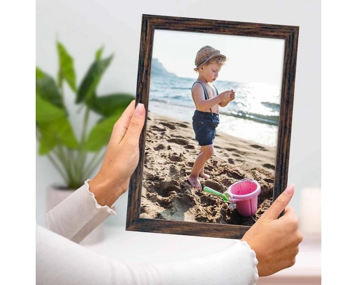 PHOTOLINI Bilderrahmen 3er Set Eiche Dunkel MDF Acrylglas - Bild 4