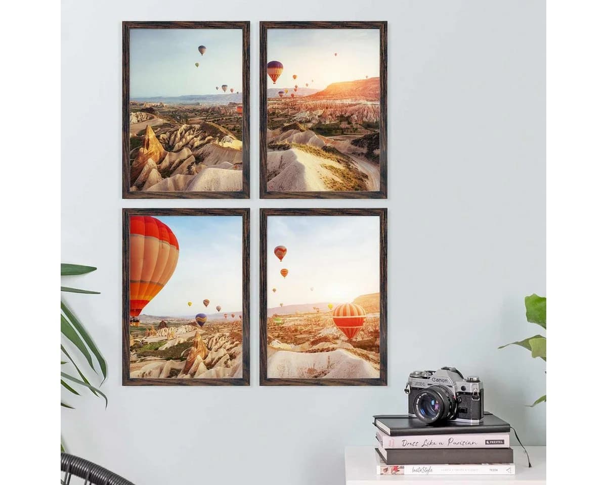 PHOTOLINI Bilderrahmen 4er Set Eiche Dunkel MDF - Bild 4