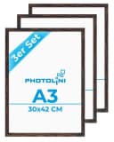 PHOTOLINI Bilderrahmen 3er Set A3 Eiche Dunkel Modern Bild 2