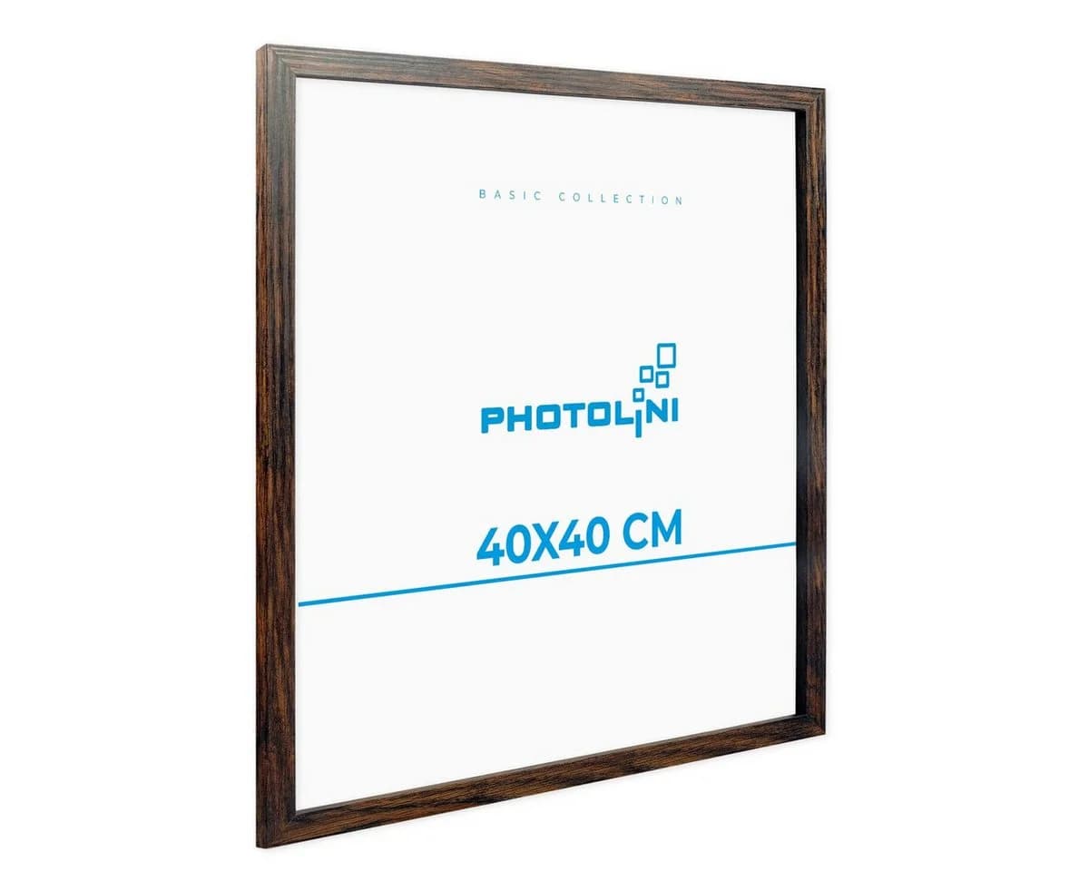 PHOTOLINI Bilderrahmen 40x40 cm Modern Eiche Dunkel mit Acrylglas - Bild 2