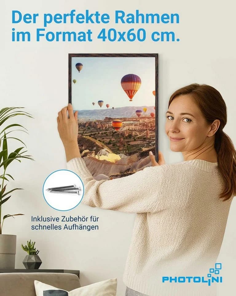 PHOTOLINI Bilderrahmen Modern Eiche Dunkel 40x60 cm