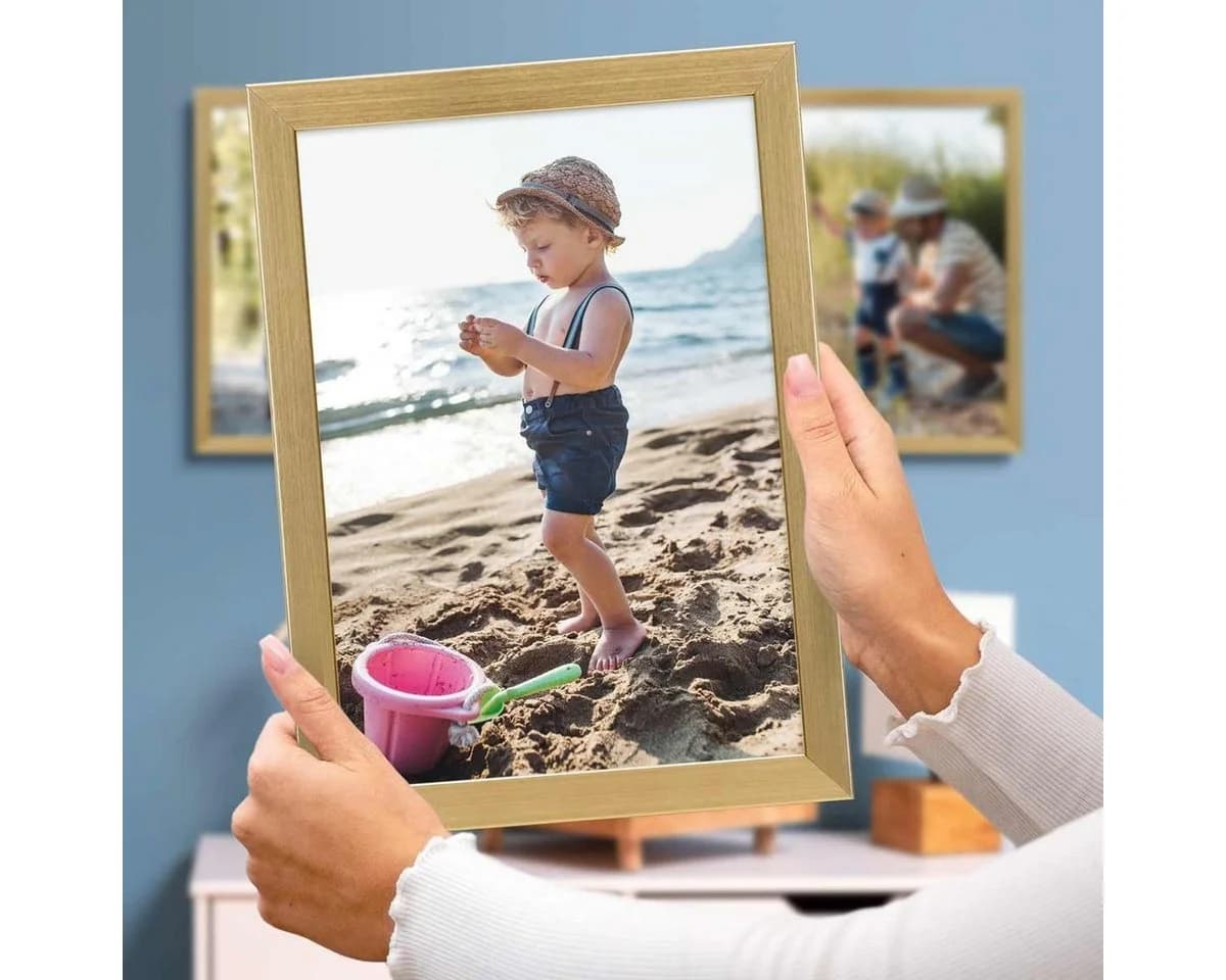 PHOTOLINI Bilderrahmen 10er Set Gold MDF Acrylglas DIN A4 - Bild 4