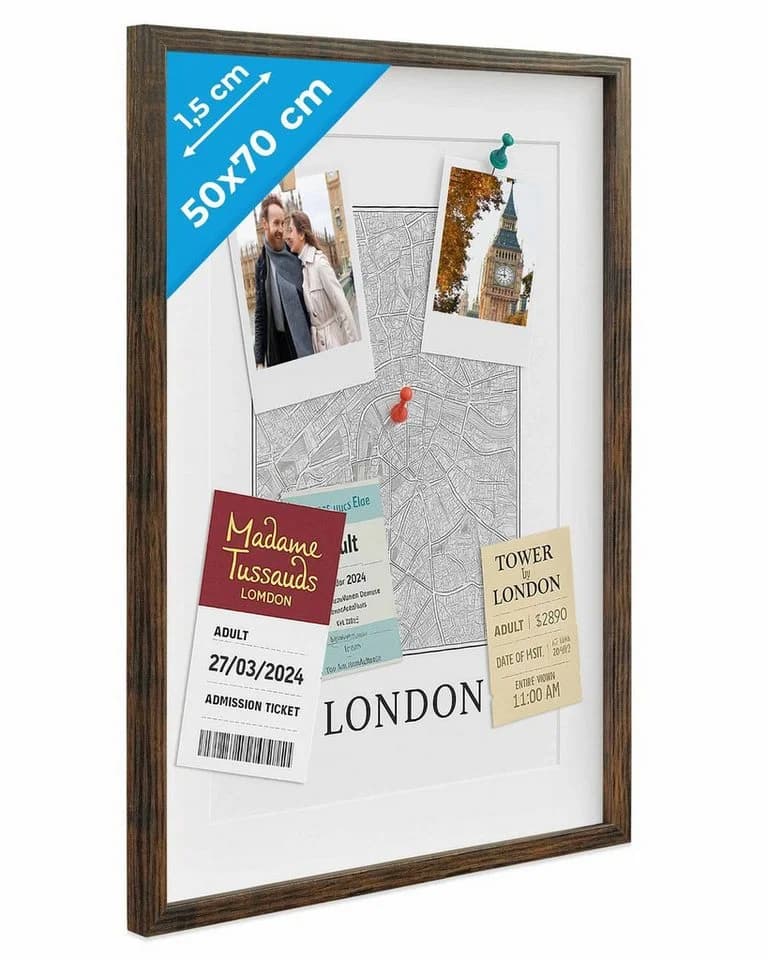 PHOTOLINI Objektrahmen Schwarz 50x70 cm mit Glas & Passepartout - Bild 2