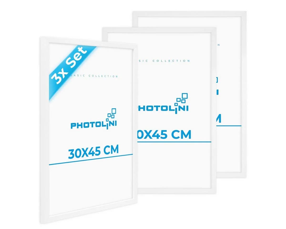 PHOTOLINI Bilderrahmen 3er Set Weiß MDF Acrylglas 30x45 cm - Bild 2