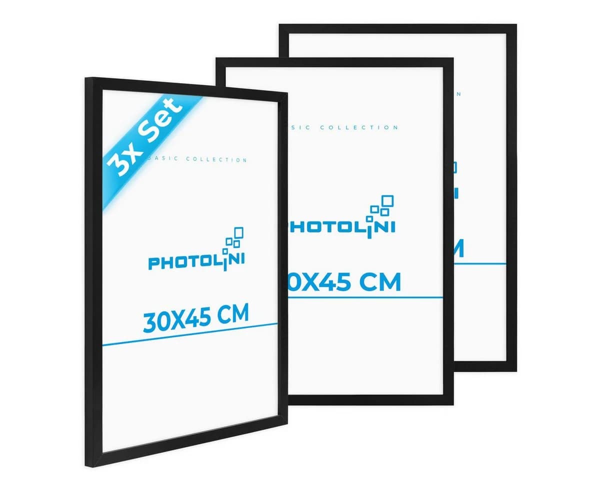 PHOTOLINI Bilderrahmen 3er Set Schwarz MDF Acrylglas - Bild 2
