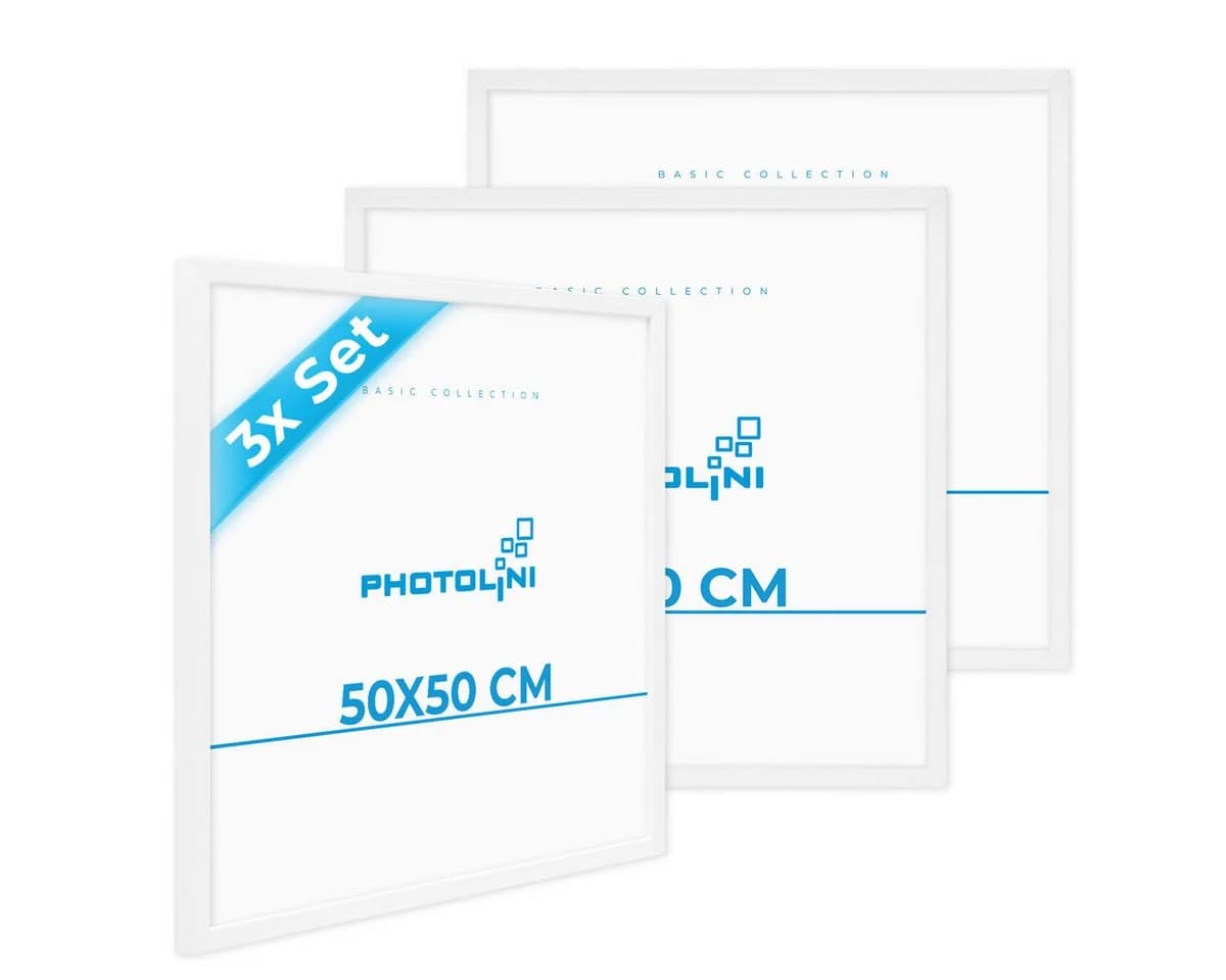 PHOTOLINI Bilderrahmen 3er Set Weiß MDF 50x50 cm - Bild 2
