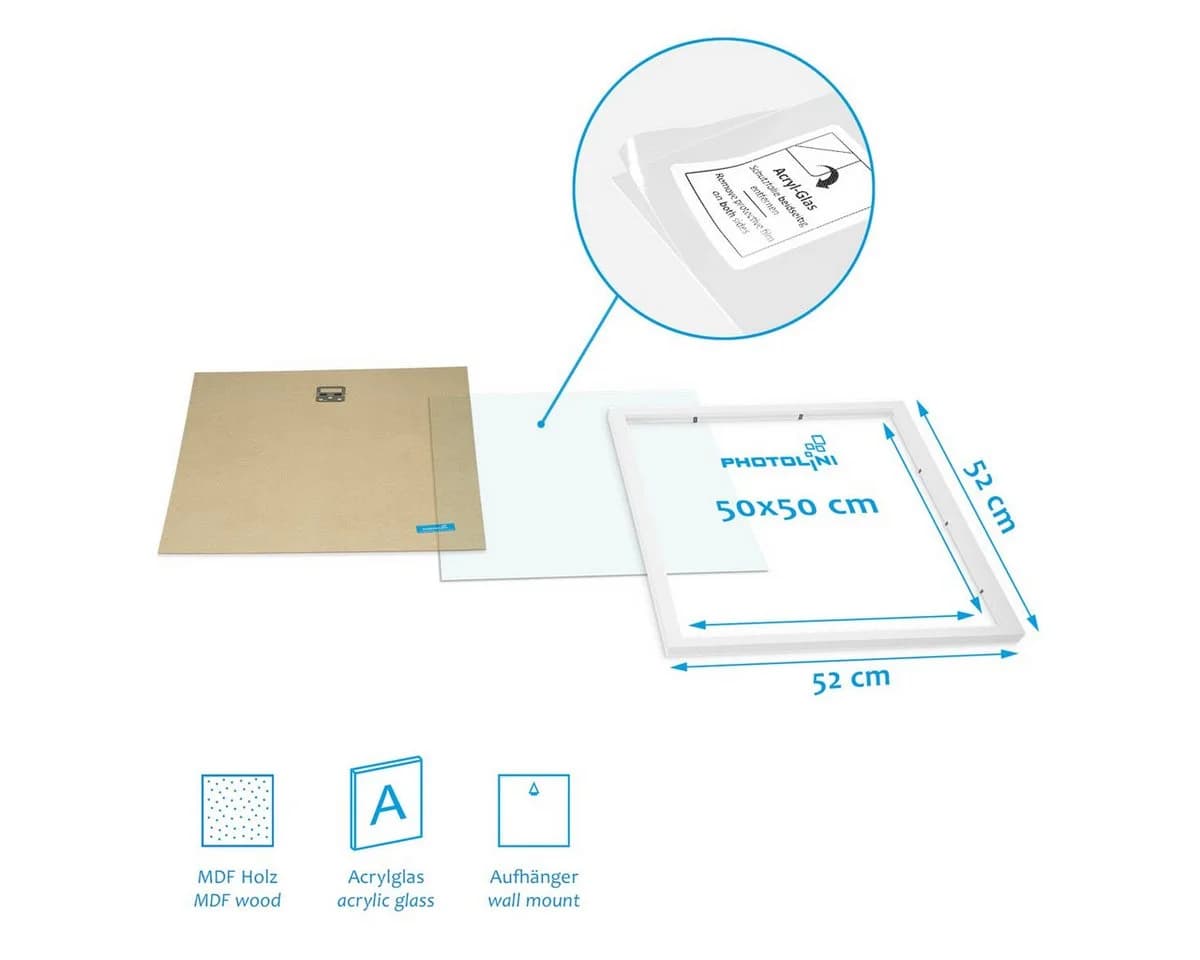 PHOTOLINI Bilderrahmen 3er Set Weiß MDF 50x50 cm - Bild 3