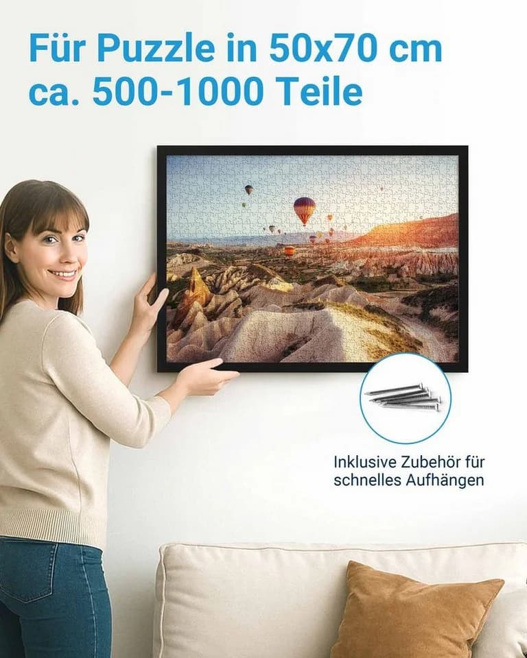 PHOTOLINI Puzzlerahmen 50x70 cm Schwarz - Bild 3