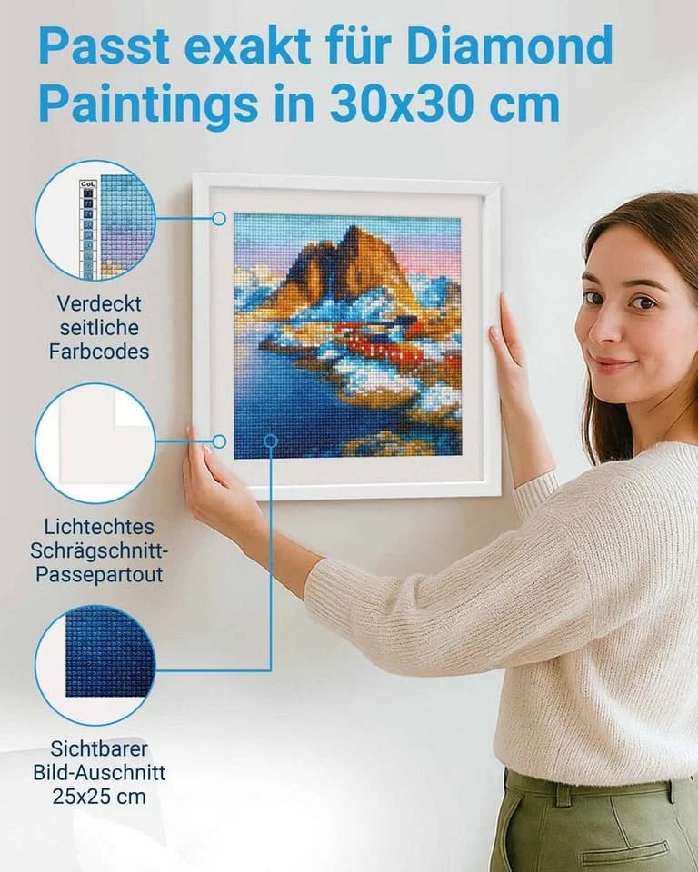 PHOTOLINI Bilderrahmen Weiß mit Passepartout für Diamond Painting - Bild 3