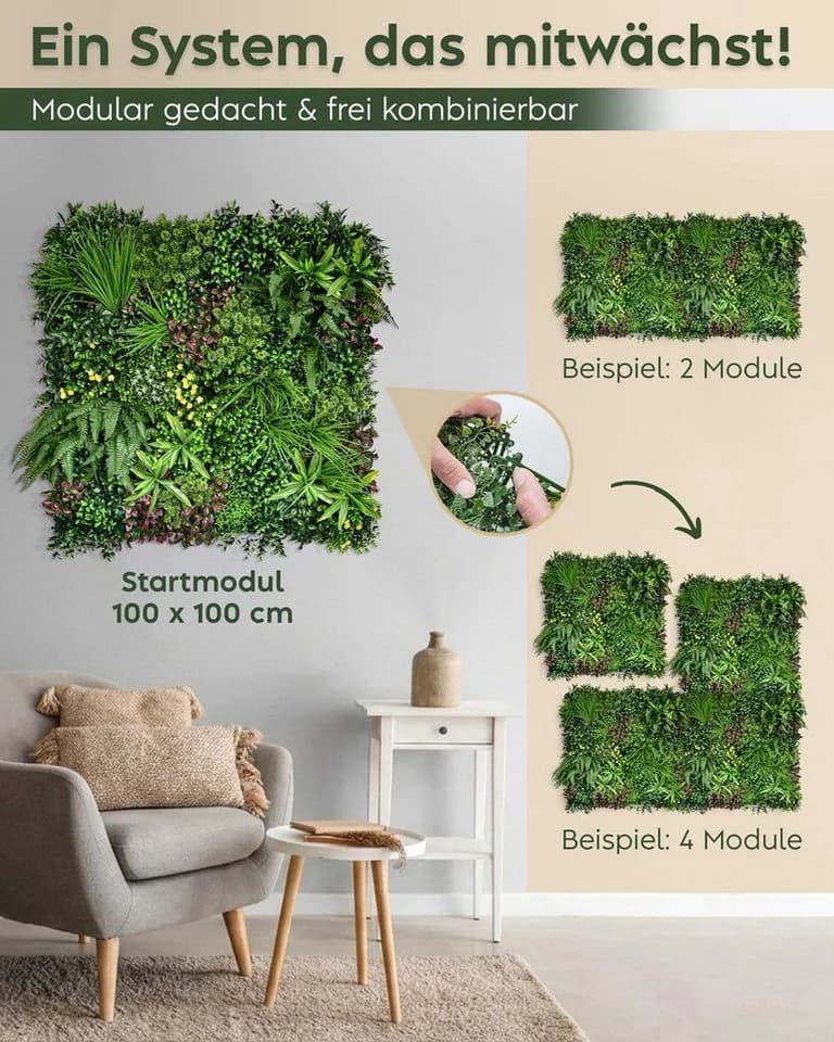 Künstliche Pflanzenwand Evergreen 100x100 cm - JELLE & JACOB Indoor Outdoor - Bild 5