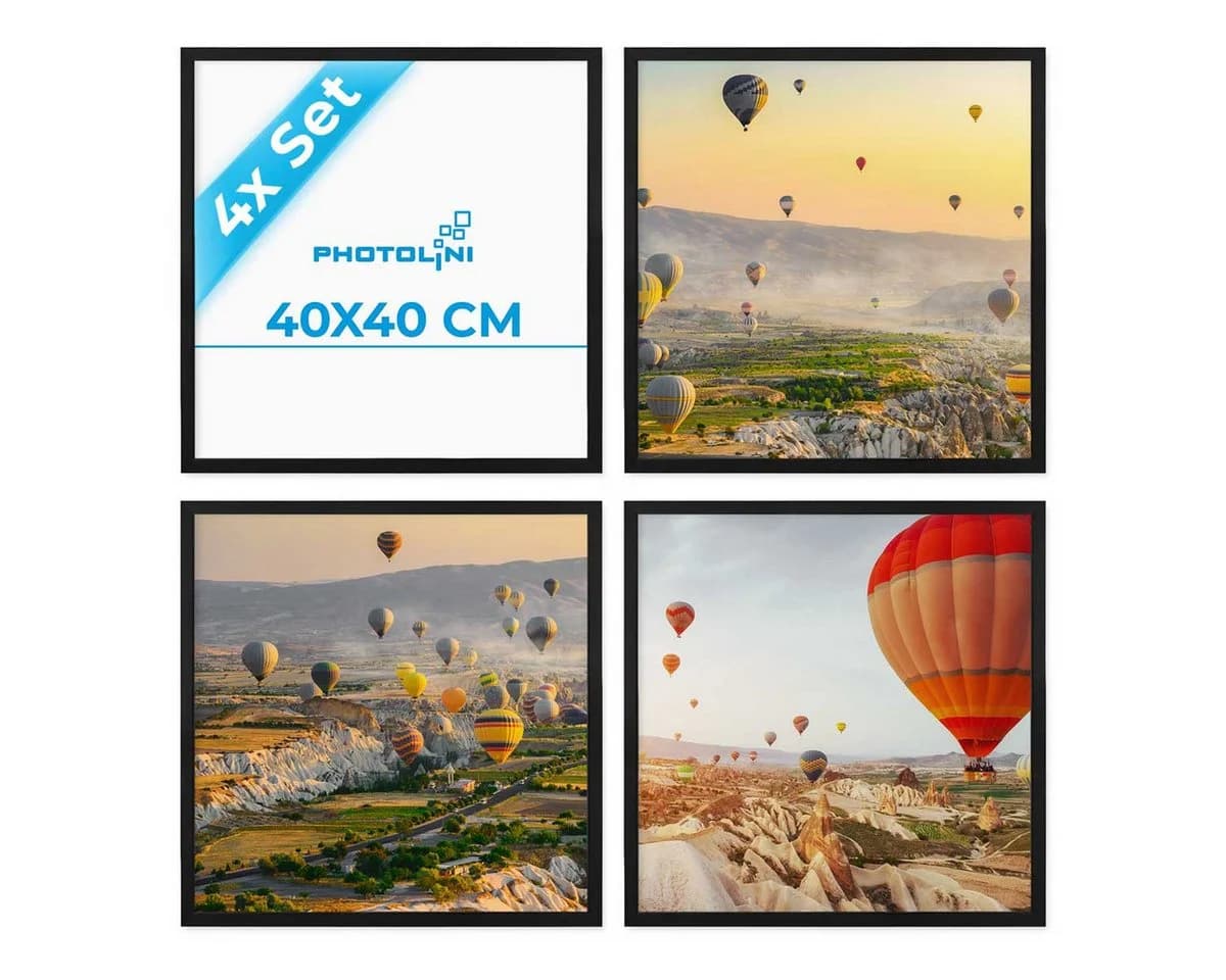 PHOTOLINI 4er Set Bilderrahmen 40x40 cm Schwarz MDF - Bild 2
