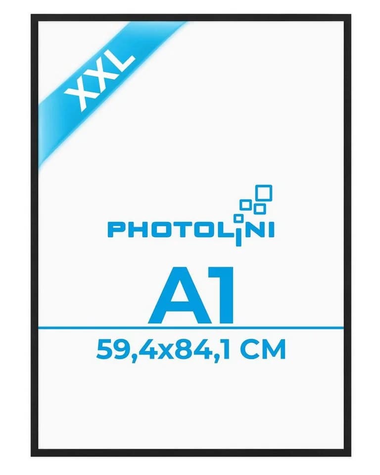 PHOTOLINI Bilderrahmen A1 Schwarz MDF mit Acrylglas - Bild 2
