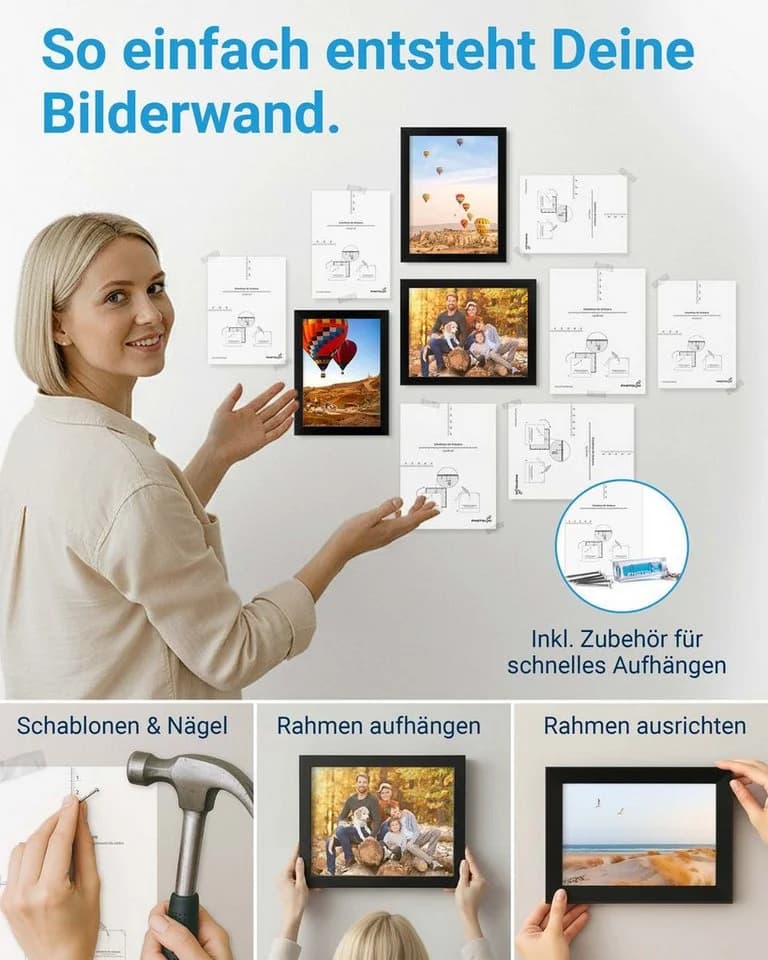 PHOTOLINI Bilderrahmen Set 10er Set No.3 MDF Holz Acrylglas - Bild 5