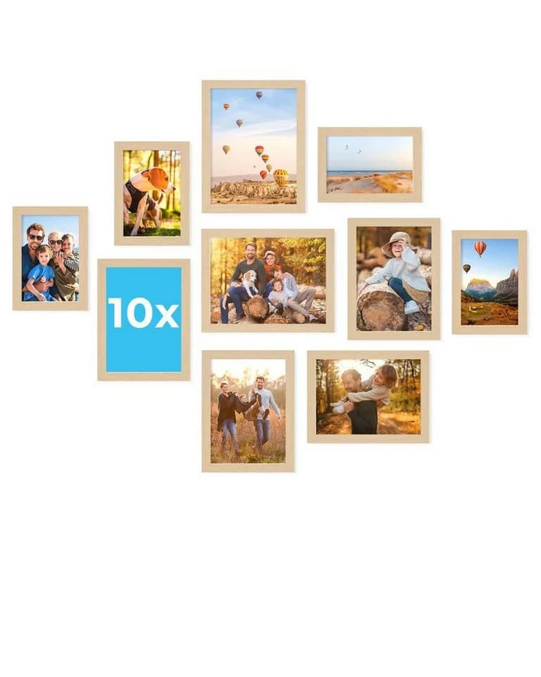 PHOTOLINI Bilderrahmen Set 10er Set No.3 MDF Holz Acrylglas - Bild 2