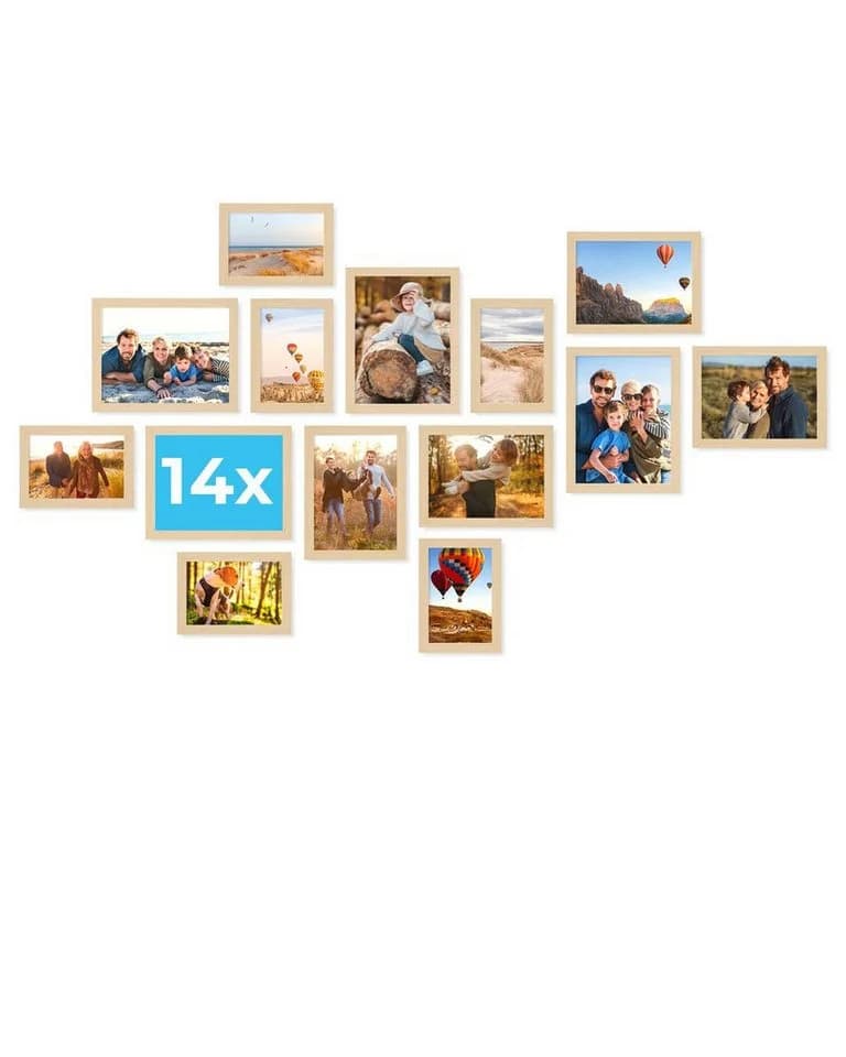 PHOTOLINI Bilderrahmen Set 14-tlg. Beige MDF Acrylglas - Bild 2