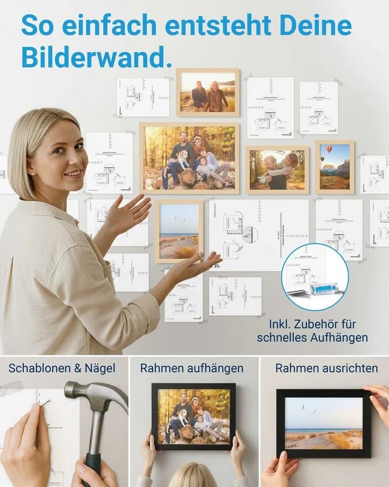 PHOTOLINI Bilderrahmen Set 20er MDF Acryl Beige - Bild 5