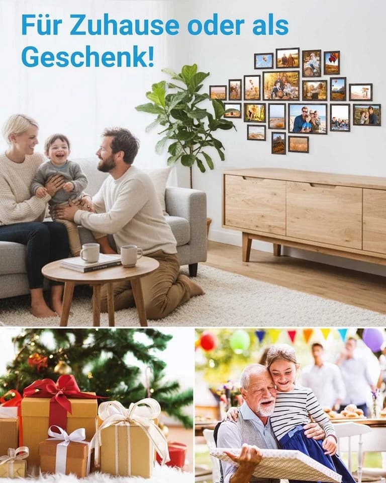 PHOTOLINI Bilderrahmen Set 20er MDF Holz Acrylglas Braun - Bild 4