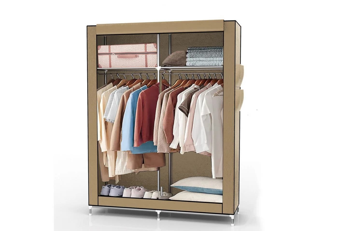 Intirilife Faltschrank Stoffschrank Creme Beige mit Reißverschluss - Bild 2